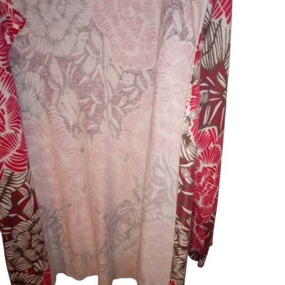 Pink Floral Cardigan Barbiecore Croft & Barrow 3/4 Sleeve Button Front M - Picture 4 of 8